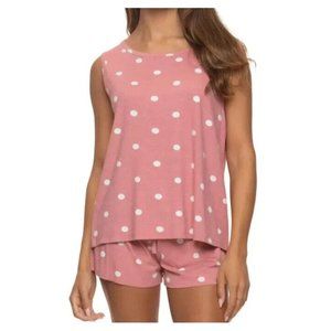 Felina NWT L Pink White Polka Dot Muscle Tank Top & Shorts Pajama Set